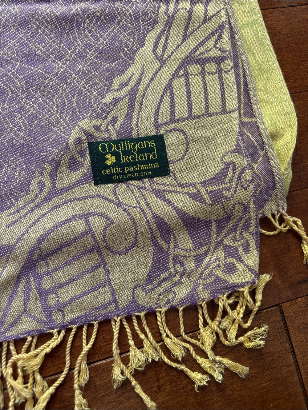 Mulligans Ireland Celtic Mustard & Violet Shawl - Picture 2 of 3